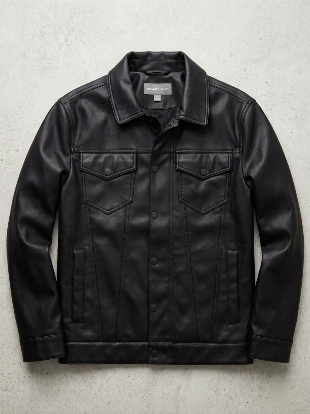 Michael Kors Unisex Black Faux Leather Shirt Jacket